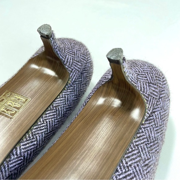 Boden Purple Plaid Tweed Kitten Heel Velvet Bow Pointed Heels 40 9usa - Picture 8 of 13